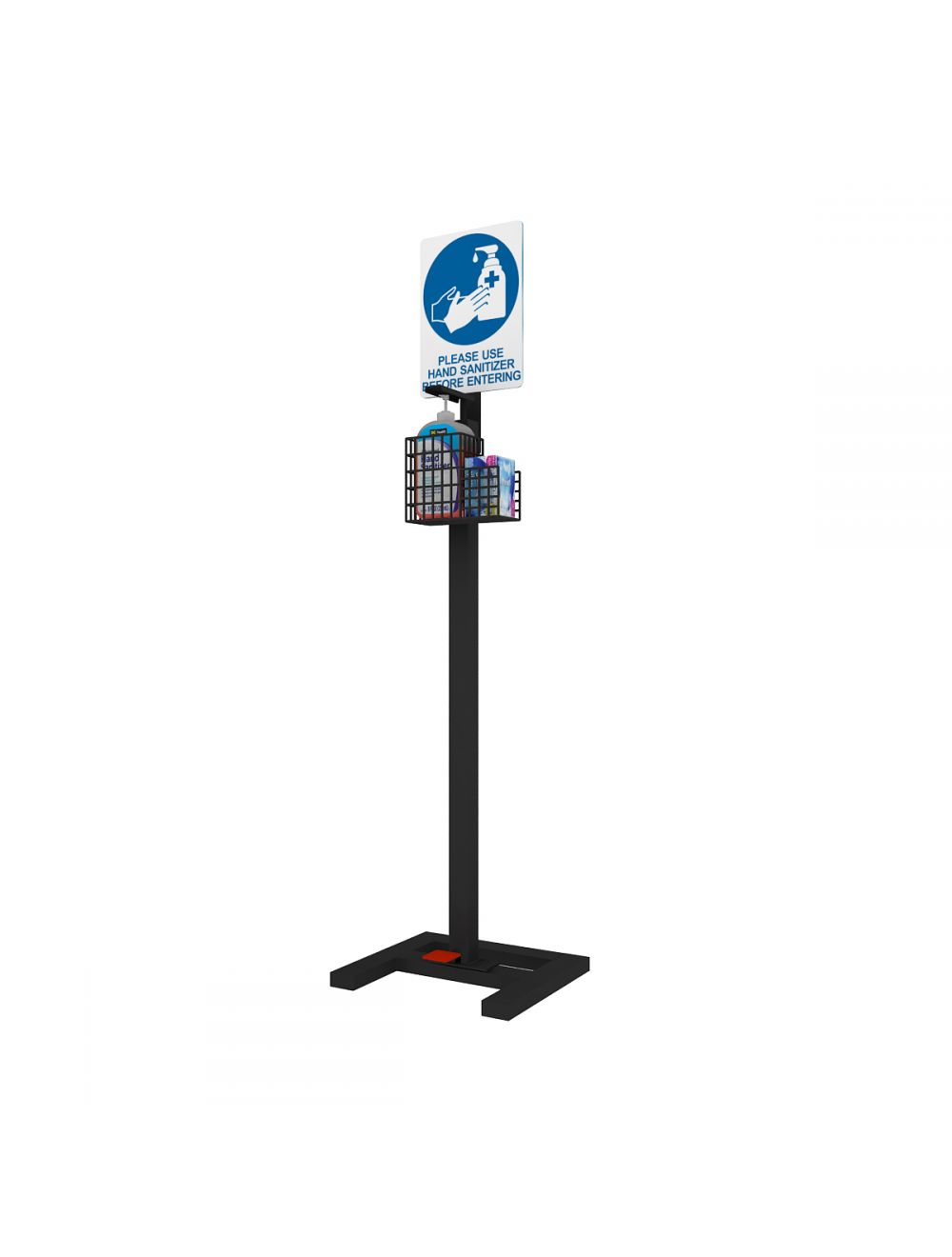 Foot operated shop sanitizer stand